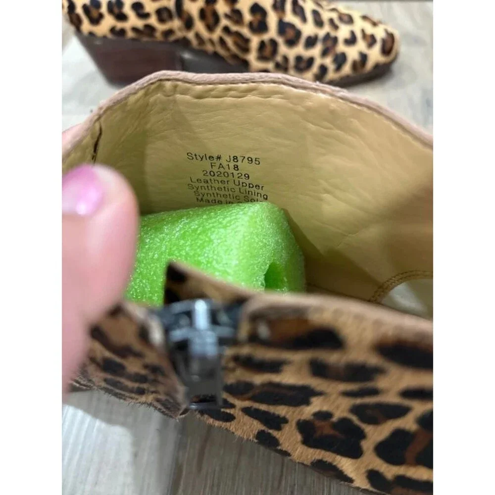 J. Crew Sawyer Calf Hair Leopard Ankle Booties size 8.5